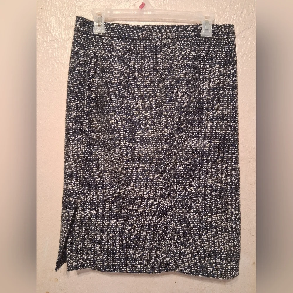 J. Crew Navy and White Tweed Pencil Skirt